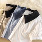 Puff-sleeve Polo-neck Cropped Shirt