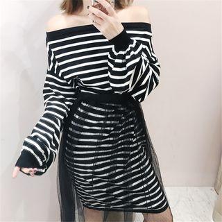 Set: Striped T-shirt Dress + Skirt