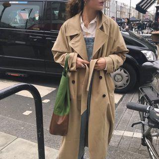 Long-sleeve Double Breast Tie-waist Jacket