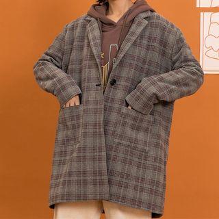 Long-sleeve Plaid Coat