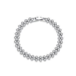 Simple Bright Geometric Cubic Zirconia Bracelet Silver - One Size