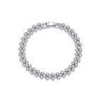 Simple Bright Geometric Cubic Zirconia Bracelet Silver - One Size