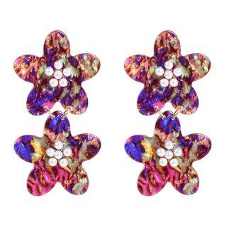 Faux Pearl Acetate Flower Dangle Earring