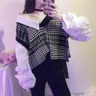 Knit Panel Long-sleeve Top
