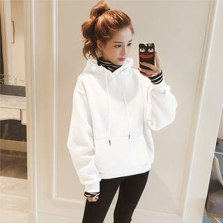 Inset Long-sleeve Turtleneck Top Hooded Pullover