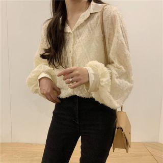 Lantern-sleeve Crochet Lace Top