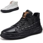 Croc Grain Lace-up Platform Sneakers