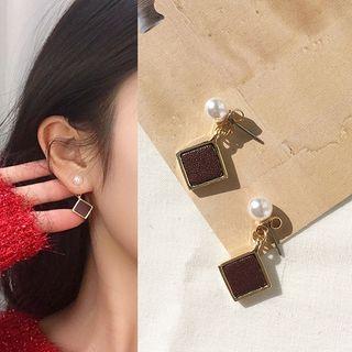 Faux Pearl Square Drop Earring