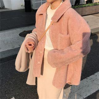 Faux Shearling Single Breasted Plain Coat