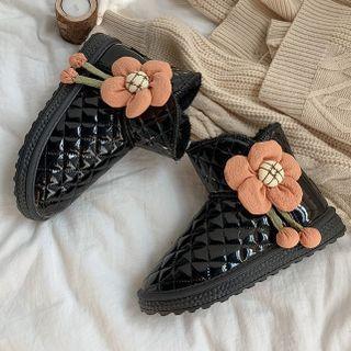 Flower Accent Quilted Short Snow Boots