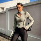 Mock-neck Cropped Slim-fit Zipped Jacket