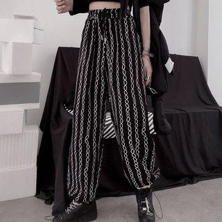 Chain Print Drawstring-cuff Pants