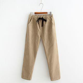 Drawstring Striped Corduroy Pants