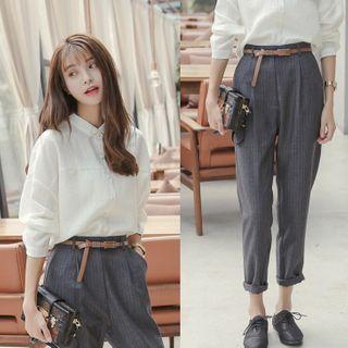 Set: Plain Shirt + Striped Pants