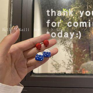 Cartoon Mountain Drop Earring 1 Pair - Silver Stud - Red & Blue - One Size
