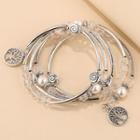 Faux Pearl Tree Pendant Alloy Bracelet Ab309 - Silver - One Size