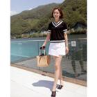 Button-detail Wrap-front Cotton Skort
