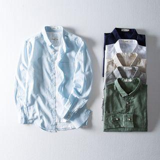 Plain Lapel Skinny Casual Long-sleeve Shirt