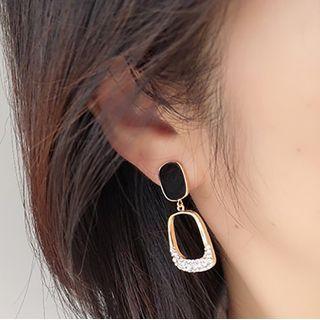 Hoop Ear Stud 1 Pair - Black - One Size