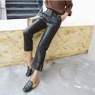 Faux-leather Regular-fit Cuffed Pants