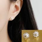 925 Sterling Silver Flower Stud Earring 925 Sterling Silver - With Backs Stopper - Silver & Gold Flower - One Size