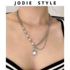 Layered Pendant Chain Necklace Type A - Silver - One Size
