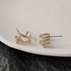 Star Rhinestone Open Hoop Earring B-355 - 1 Pair - Gold - One Size