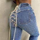 Lace Up Tapered Jeans