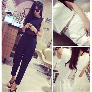 Sleeveless Lace-lining Jumpsuit