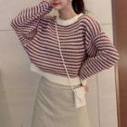 Round-neck Long-sleeve Crop Knitted Top
