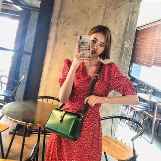 V-neck Floral Midi Sheath Dress