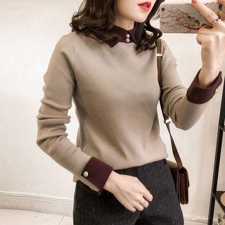 Color Panel Collar Sweater
