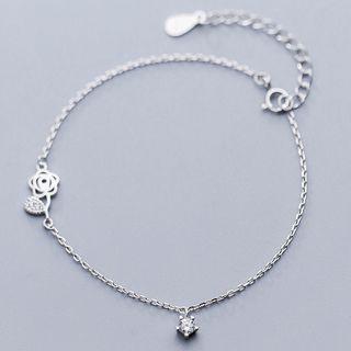 925 Sterling Silver Flower Bracelet S925 Silver - Silver - One Size