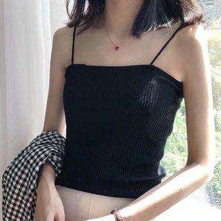 Spaghetti-strap Knitted Top
