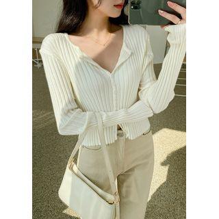 Short Rib-knit Cardigan