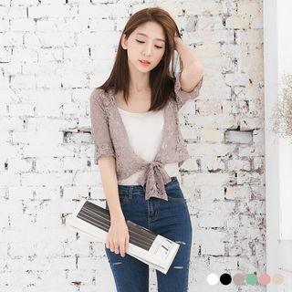 Lace Elbow Sleeve Cropped Jacket