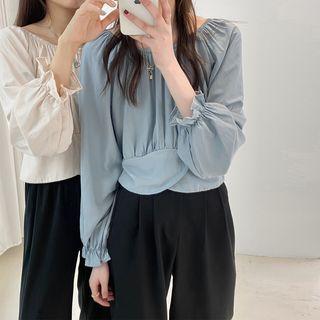 Open Back Plain Bow Blouse