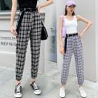 Belted Plaid Harem Pants