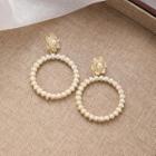 Faux Pearl Floral Hoop Earring 1 Pair - As Shown In Figure - One Size