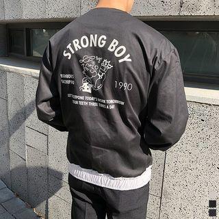 V-neck Printed Banded-hem Jacket
