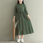 Floral Long-sleeve A-line Midi Dress