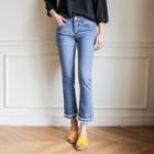 Fringed Tiered-hem Boot-cut Jeans