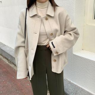 Single-breasted Pocket-detail Wool Blend Jacket