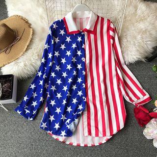 Patterned Shirt Blue & Red - One Size