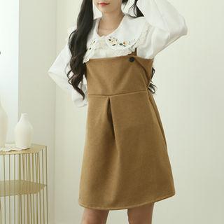 Wool Blend Mini Overall Dress