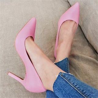 Point-toe Colored Stiletto-heel Pumps