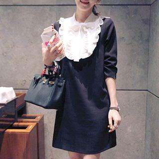3/4-sleeve Frill Yoke Dress