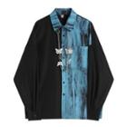 Chain Strap Tie-dyed Panel Shirt Blue & Black - One Size