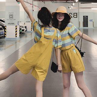 Striped Short-sleeve T-shirt / Jumper Shorts / Plain Shorts / Set