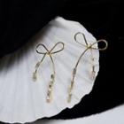 Rhinestone Alloy Bow Earring 1 Pair - Gold - One Size